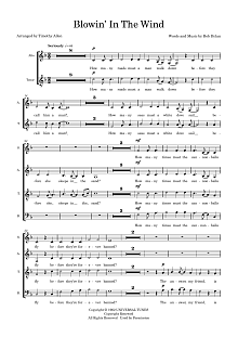 Blowin' In The Wind (arr. Tim Allen) - Choral Score 
