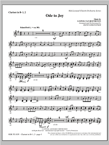 Ode To Joy (Does Not Match SATB 08752035) - Bb Clarinet 1 & 2 