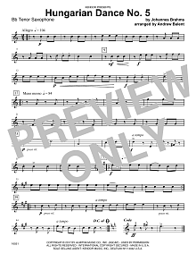 Hungarian Dance No. 5 - Bb Tenor Saxophone 