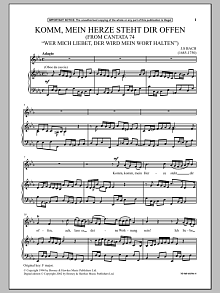Komm, Mein Herze Steht Dir Offen (from Cantata 74 Wer Mich Liebet, Der Wird Mein Wort Halten) 