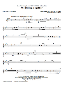 We Belong Together (from Toy Story 3) - Bb Tenor Saxophone 