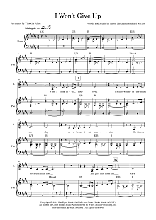 I Won't Give Up (arr. Tim Allen) - Full Score 