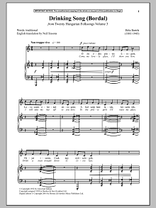 Drinking Song (Bordal) (from Twenty Hungarian Folksongs Vol. 3) 
