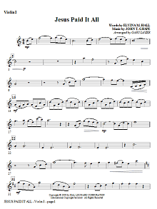 Jesus Paid It All - Violin 1 