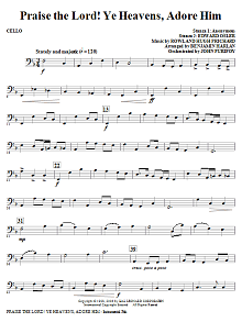 Praise The Lord! Ye Heavens, Adore Him - Cello 