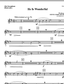 He Is Wonderful - Alto Sax (Horn sub.) 