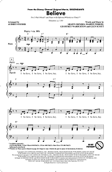 Believe (from Descendants) (arr. Audrey Snyder) 