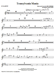 Transylvania Mania (from Young Frankenstein) - Bb Clarinet 