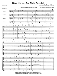 Nine Hymns For Flute Quartet - Full Score 