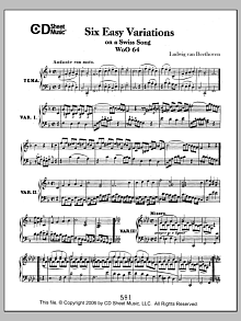 Easy Variations (6) On A Swiss Song, Woo 64 