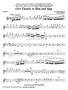 Give Thanks To Him And Sing - Violin 1 
