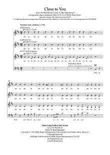 Close To You (arr. Paul Ayres) 