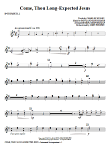 Come, Thou Long-Expected Jesus - Bb Trumpet 1,2 