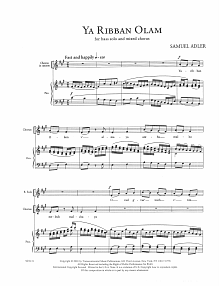 Five Sephardic Choruses: Ya Ribban Olam 