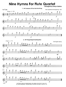 Nine Hymns For Flute Quartet - 1st Flute 