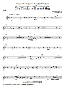 Give Thanks To Him And Sing - Oboe 