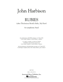 Rubies (After Thelonious Monk's "Ruby, My Dear") - Conductor Score (Full Score) 