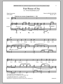 Fair House Of Joy (from Seven Elizabethan Lyrics) 