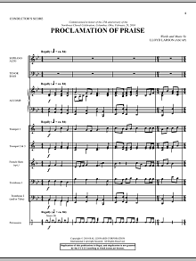 Proclamation Of Praise - Score 