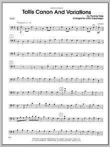 Tallis Canon And Variations - Cello 