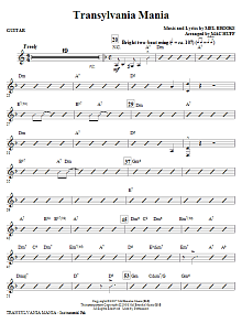 Transylvania Mania (from Young Frankenstein) - Guitar 