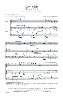 Adon Olam (Lord Of The World) 2 Voices, Optional Flute, Keyboard 