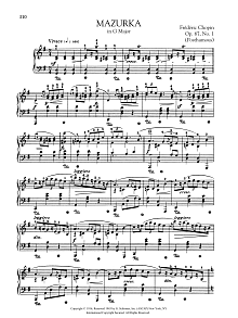 Mazurka in G Major, Op. 67, No. 1 (Posthumous) 