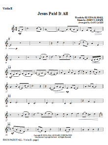 Jesus Paid It All - Violin 2 