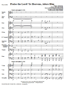 Praise The Lord! Ye Heavens, Adore Him - Full Score 