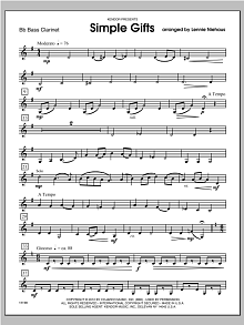 Simple Gifts - Bass Clarinet 
